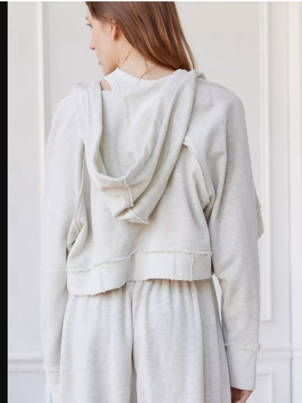 Urban Outfitters Out from Under Gray Cropped Hooded Open-Front Sweatshirt Small